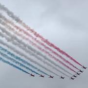 The Red Arrows captured flying over RAF Wyton.