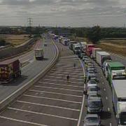 Traffic is building on the A14 at Brampton.