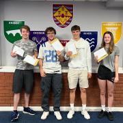 (L-R): Rhys Street, Nathaniel Edgley, Tommy Frear and Hannah Simpson with their results.