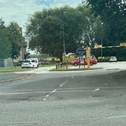 A fire engine parked at Riverside Huntingdon Car Park today (August 28).