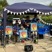 The Huntingdon Ukulele Band, and Oli Bruce entertained folk