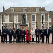 Cambridgeshire police cadets at honour guard at memorial service