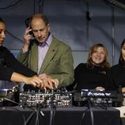 The Duke of Edinburgh met artists and young learners from the Olive Academy who were taking part in a DJ workshop