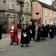 The Remembrance procession in Godmanchester on Sunday.