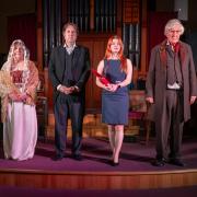 (L-R): Mary Bellingham, (played by  Christine Suggars), John Bellingham, (played by Nigel Moorhouse), Narrator, (played by Grace Chapman) and Judge, (played by Richard Fitt).