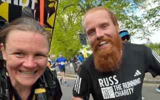 Laura 'Birdy' Bird with Russ Cook, who has just ran the full length of Africa.