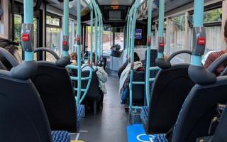 Stock image of inside a bus.