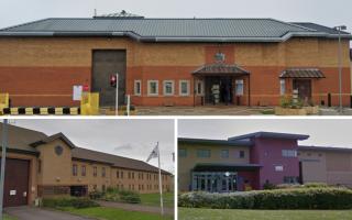 A number of prisoners have been released in Cambridgeshire. (Top: HMP Whitemoor, Left: HMP Littlehey, Right: HMP Peterborough)