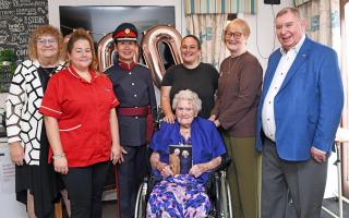 Ruth Bridge celebrated turning 100 with her family, friends, and  Jennifer Crompton DL, Deputy Lieutenant for Cambridgeshire.