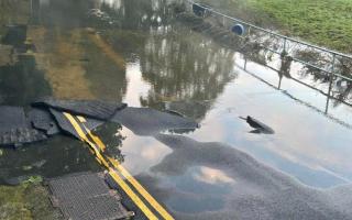 Little Paxton Bridge, on the B1041 Mill Lane, was submerged for more than a week after heavy rainfall.