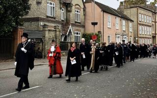 The Remembrance procession in Godmanchester on Sunday.