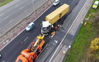 Emergency services were called to the scene on the A1M near Alconbury at 1.30pm.